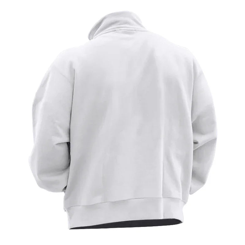 Winter cashmere hoodie half zip stand collar