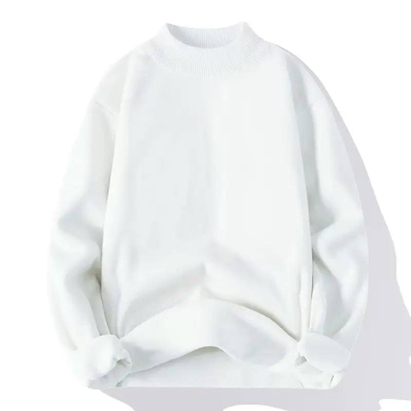 Men Solid Jumpers Knitted Sweater Mock Neck