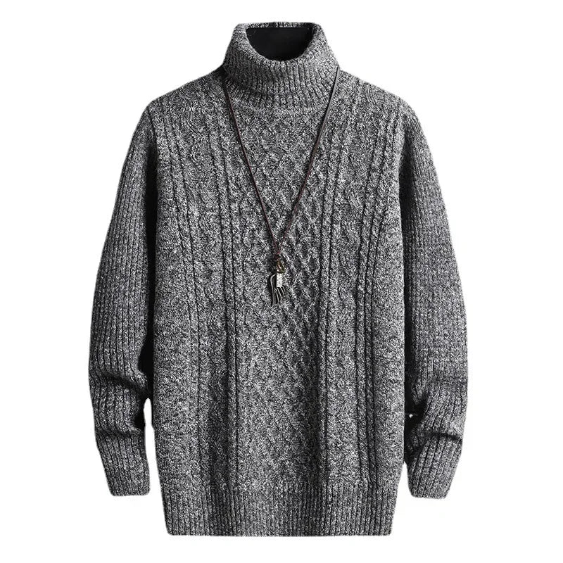 Men Pullovers Solid Flat Knitted Turtleneck Sweater Jumpers Long Sleeve  Wool Basics