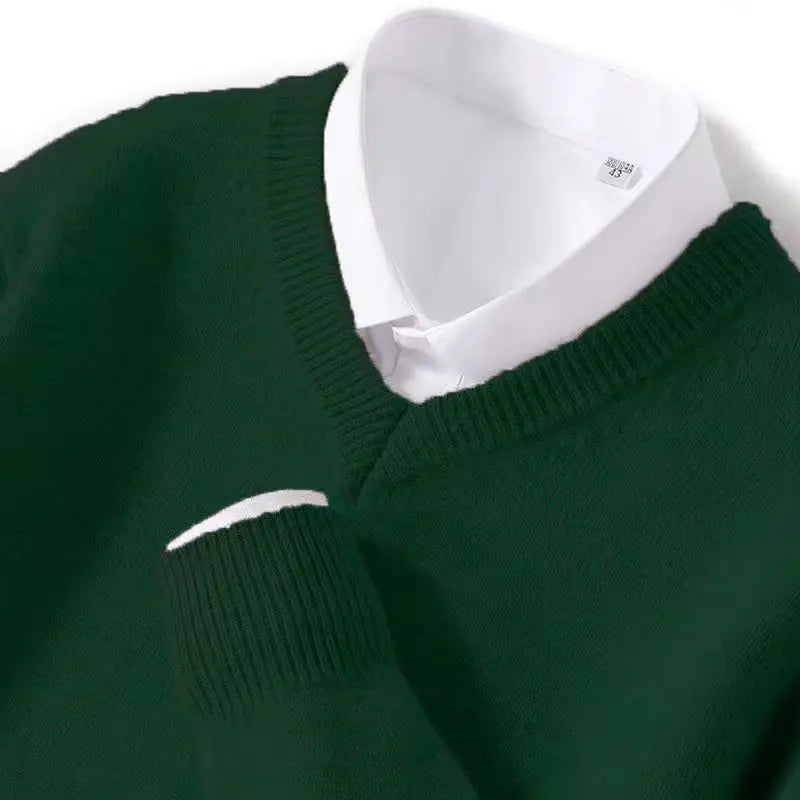 100% Soft Cashmere Cotton Blend Knit Pullover V-Neck Sweater Men's