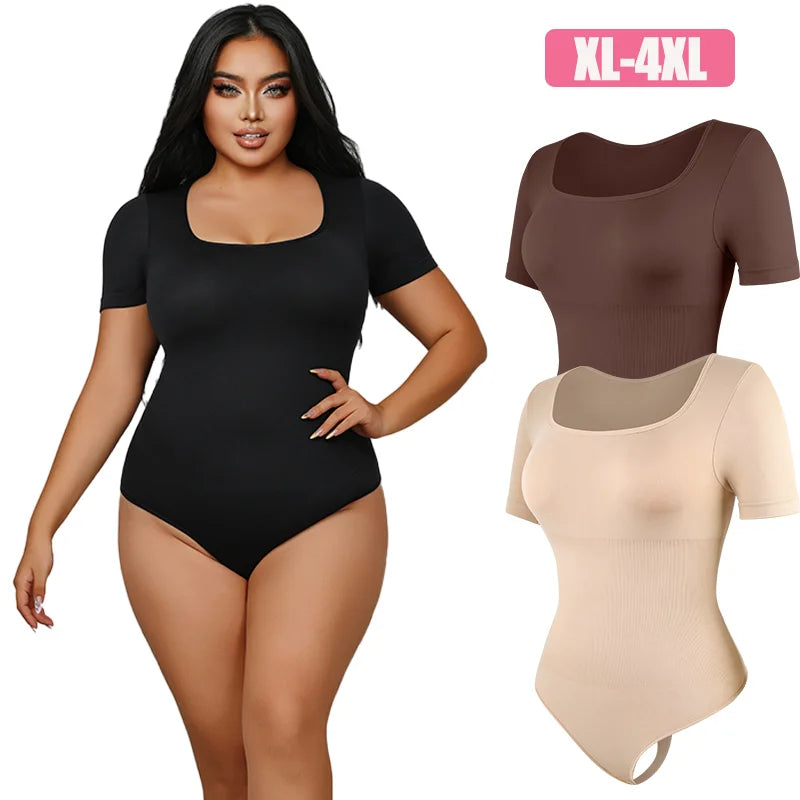 Plus Size Women Slimming Full Body Shaper Thong Bodysuit Waist Trainer Butt Lifter Panties Tummy Control Lingerie Soft Shapewear