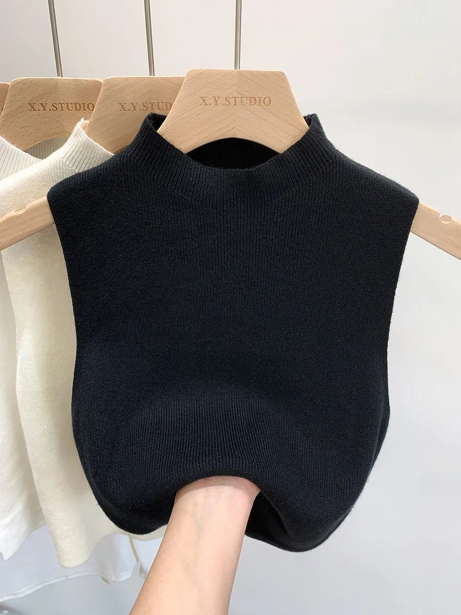 Women Knitted Tank Top Summer Fall Slim Sweater Short Sleeveless Solid Spring Autumn Sweaters Pullovers