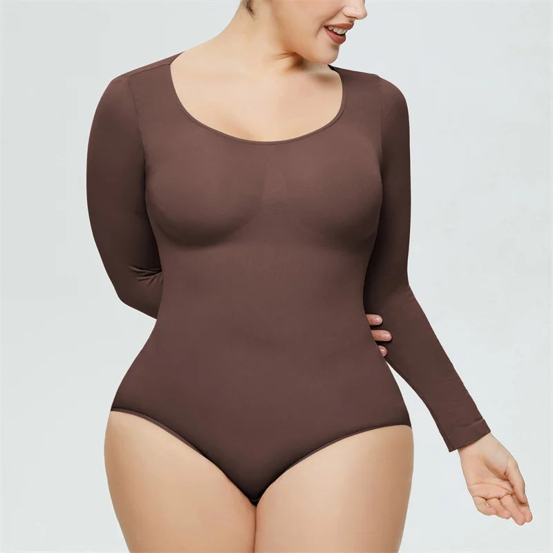 Long Sleeve Seamless One Piece Corset Slimming Bodysuit Full Coverage Women's Waist Training Shapewear