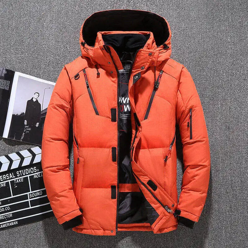 -20 Degree Down Jacket Male Winter Parkas Men White Duck Down Jacket Hooded Outdoor Thick Warm Padded Snow Coat Oversize M-4XL