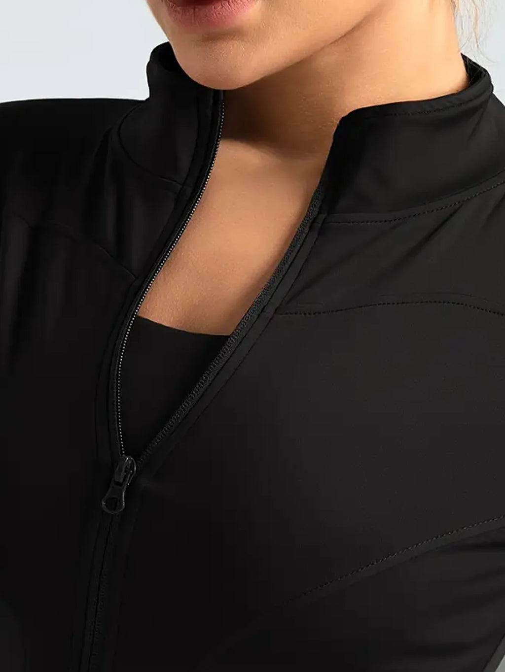 Fitness jacket, women's tight quick-drying top, 2025 autumn edition, long-sleeved sun-protective stand-up collar, sports Pilates
