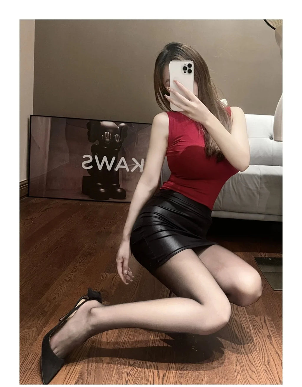 Leather Matte Slim Mini Sexy Fashion PU Hot Short High Waist Skirt Korean Nightclub Streetwear Wholesale Clothes 7ST