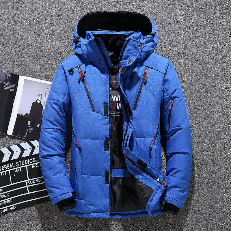 -20 Degree Down Jacket Male Winter Parkas Men White Duck Down Jacket Hooded Outdoor Thick Warm Padded Snow Coat Oversize M-4XL