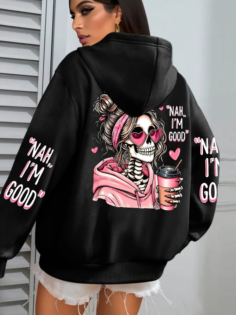 Expensive Talks Back Funny Printing Womens Hoodie Loose Multicolor Pullovers Fleece Autumn Sportswear Casual Pocket Hoody