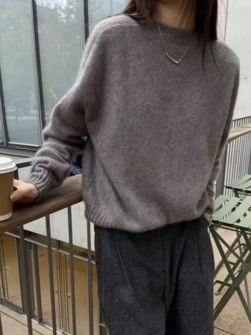 100% cashmere sweater women's autumn and winter thick sweater loose wool knit