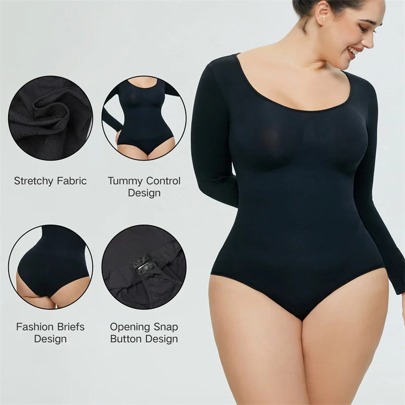 Long Sleeve Seamless One Piece Corset Slimming Bodysuit Full Coverage Women's Waist Training Shapewear
