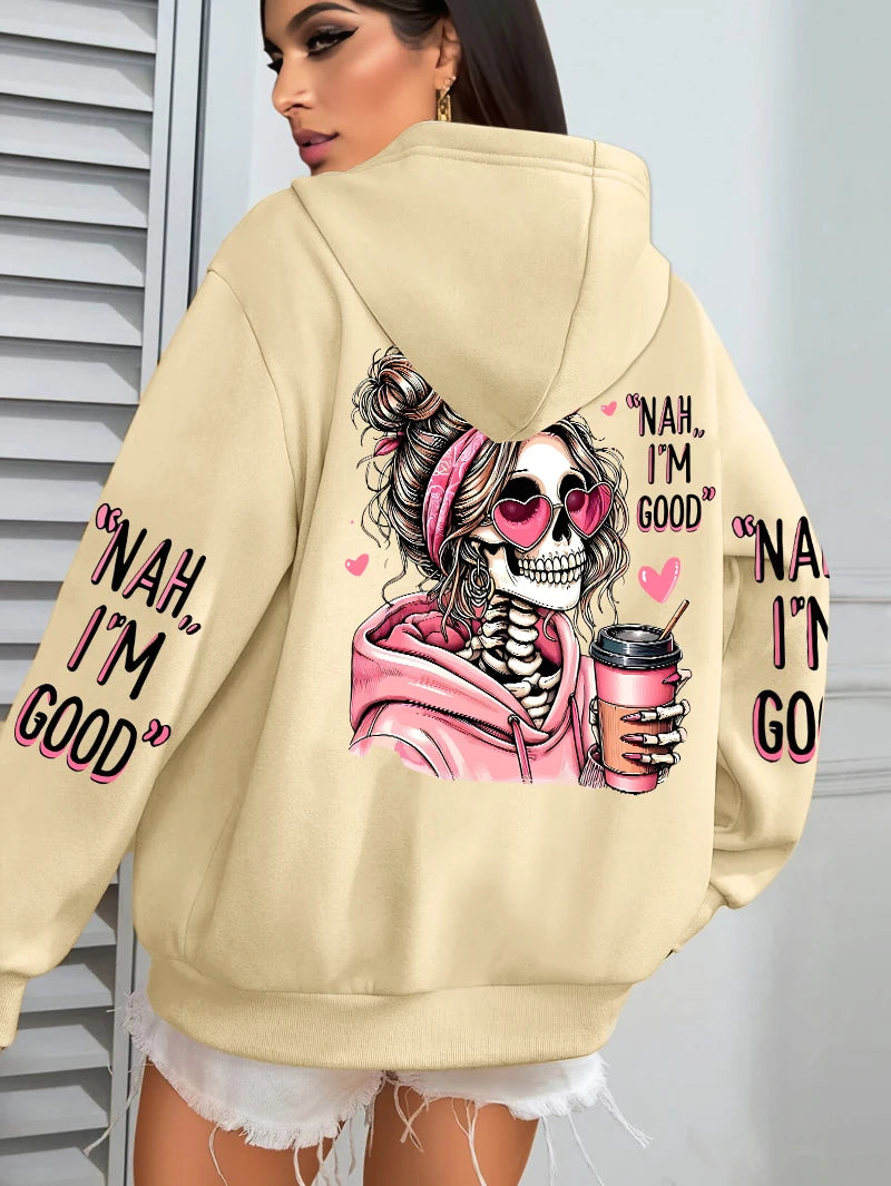 Expensive Talks Back Funny Printing Womens Hoodie Loose Multicolor Pullovers Fleece Autumn Sportswear Casual Pocket Hoody