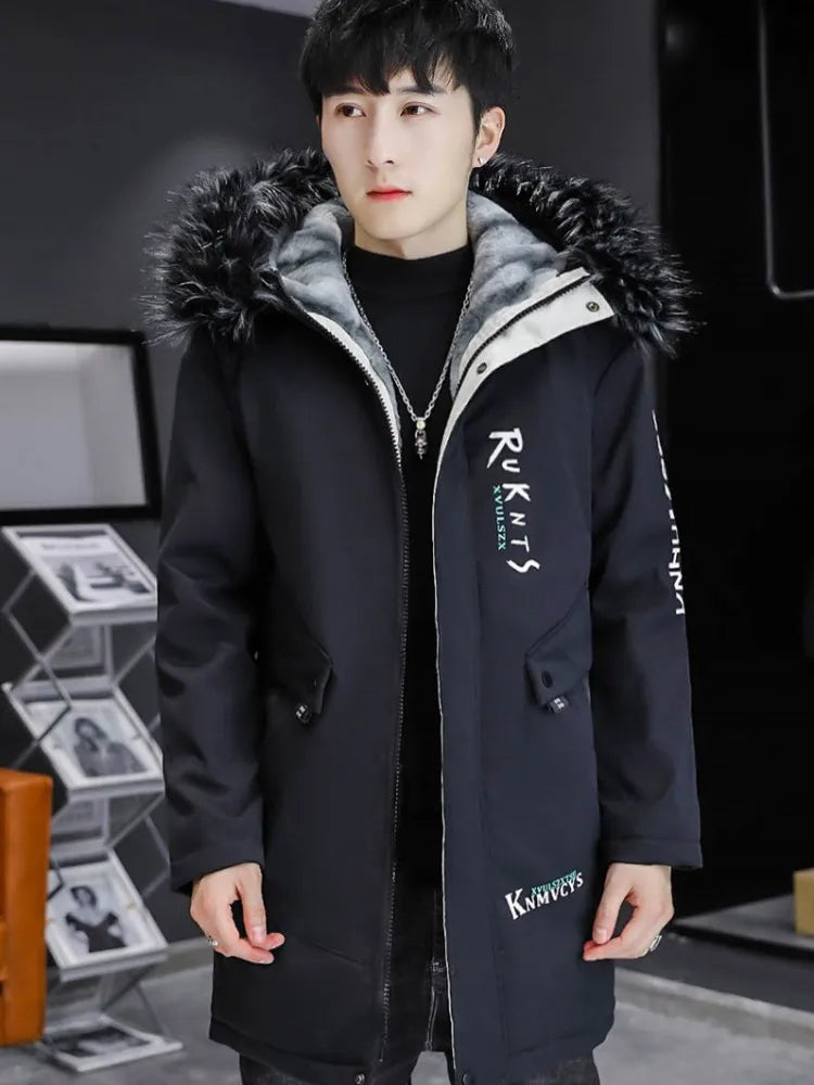 Winter Jacket Men Fur collar Thicken Outerwear Men Parka Coat 2025 High Quality Hooded Fur Lined Thick Warm Parkas