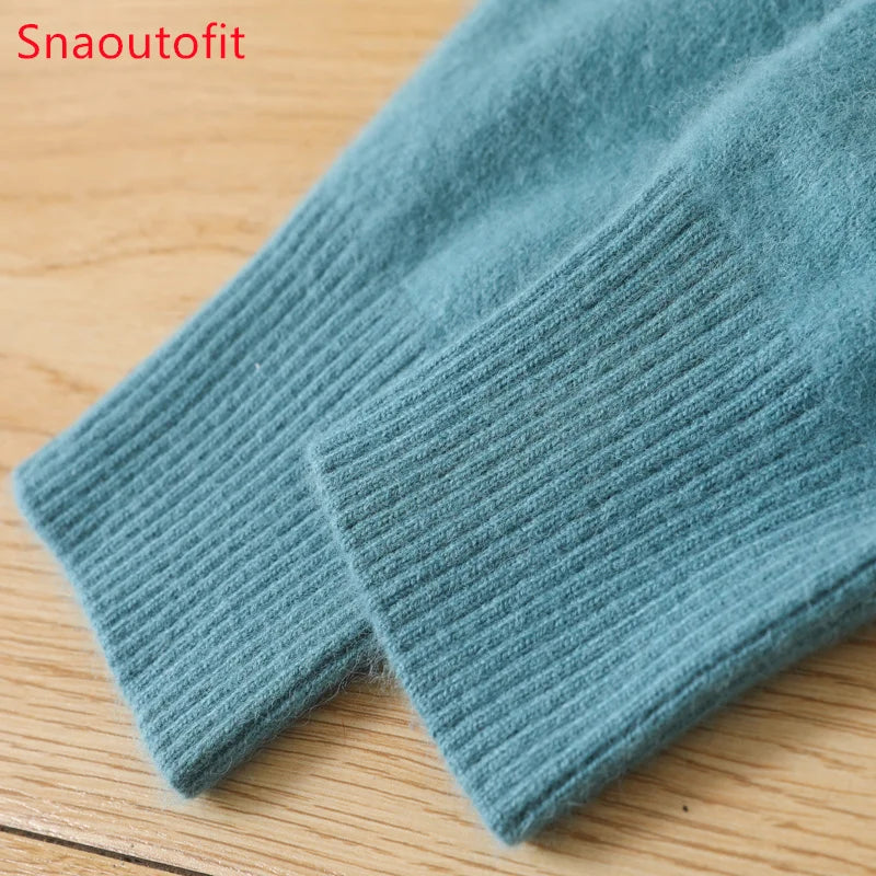 Men's 100% Pure Mink Cashmere Sweater O-Neck Pullovers Knit Sweater Autumn and Winter New Long Sleeve High-End Jumpers Mink Tops