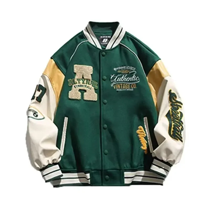 American Style Vintage Baseball Uniform Embroidered Jacket For Men Women Streetwear Couple Student Color Blocking Trendy Jacket
