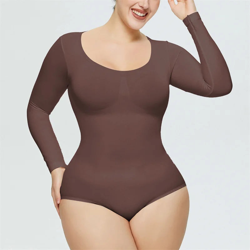 Long Sleeve Seamless One Piece Corset Slimming Bodysuit Full Coverage Women's Waist Training Shapewear