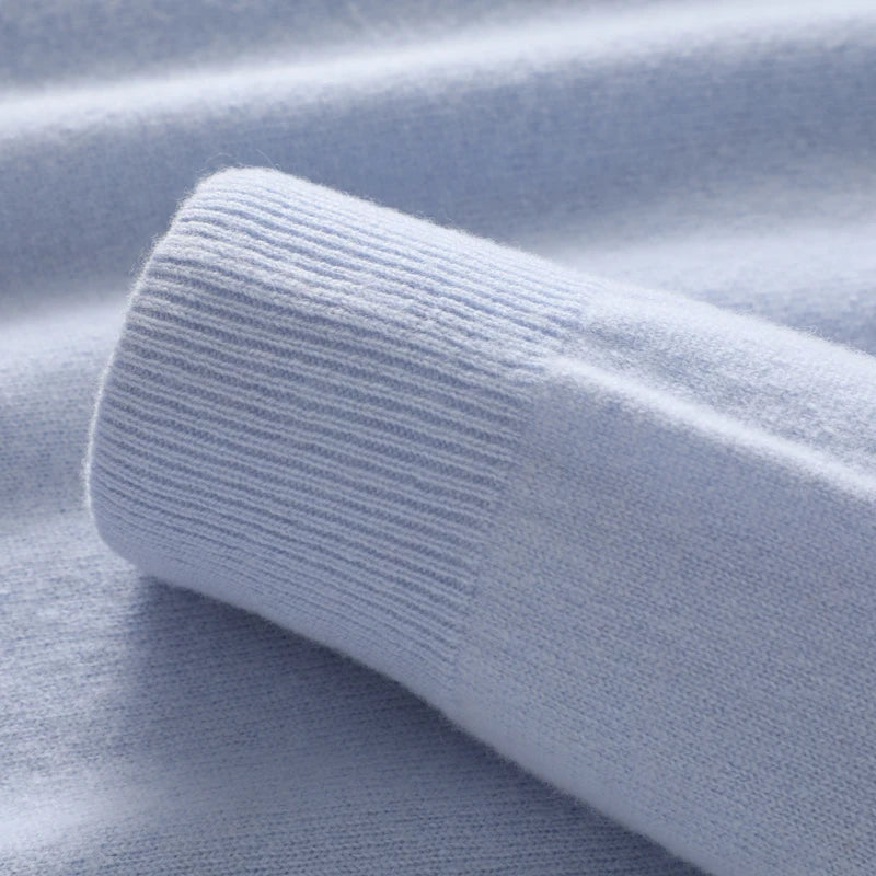 100% Merino Wool Sweater Men's Half high collar Knitted Hoodie Spring Autumn New Cashmere Sweater Versatile  Menswear