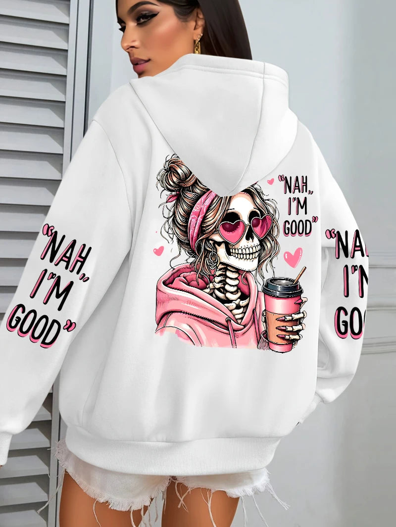 Expensive Talks Back Funny Printing Womens Hoodie Loose Multicolor Pullovers Fleece Autumn Sportswear Casual Pocket Hoody