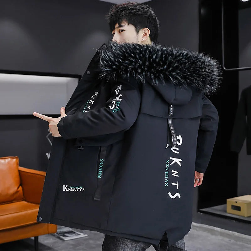 Winter Jacket Men Fur collar Thicken Outerwear Men Parka Coat 2025 High Quality Hooded Fur Lined Thick Warm Parkas