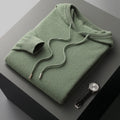 MVLYFLRT Autumn Winter New Merino Sweater Men's 100% Wool Hooded Collar Knitted Pullover Casual long Sleeved Hoodie