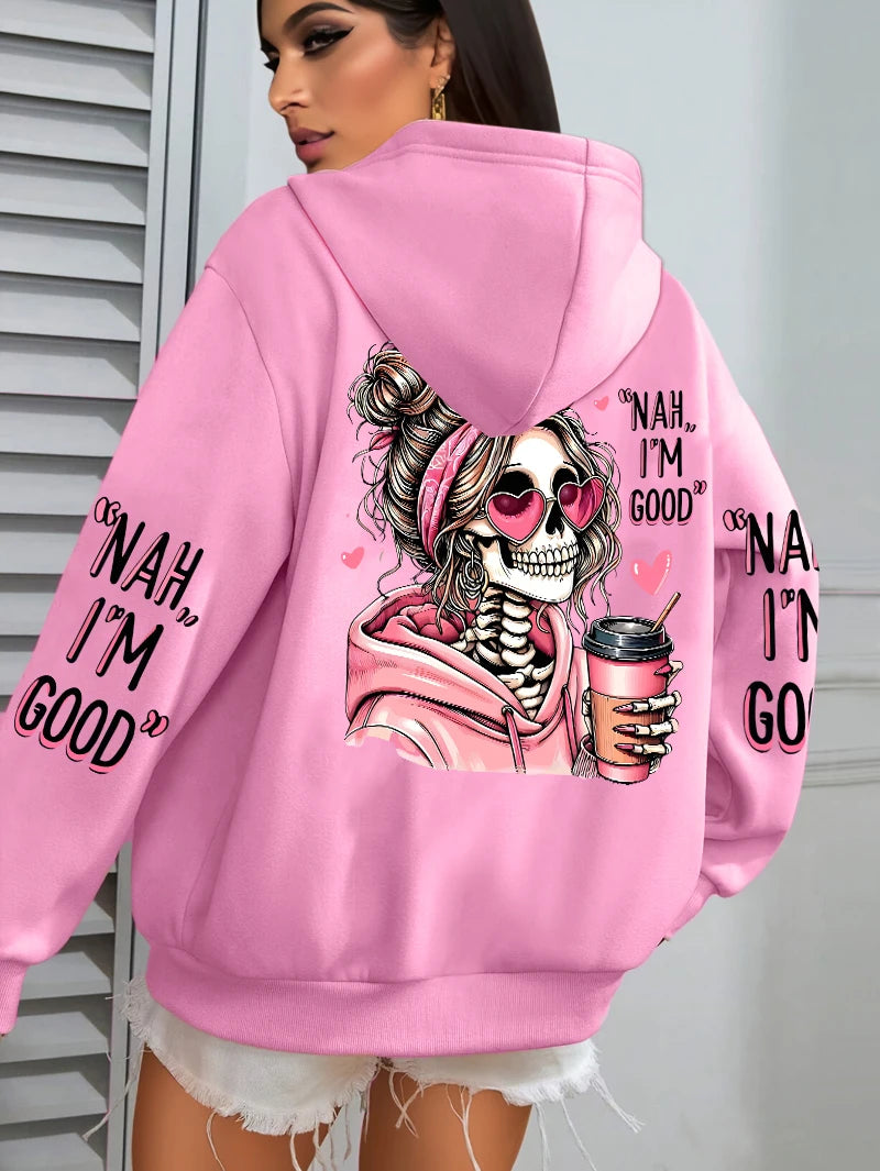 Expensive Talks Back Funny Printing Womens Hoodie Loose Multicolor Pullovers Fleece Autumn Sportswear Casual Pocket Hoody
