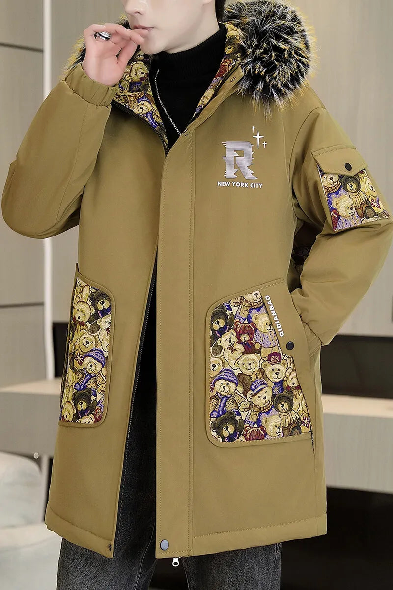 Autumn Winter New Thicken Warm Jacket Men Hooded Parkas Coat Fleece Trendy brand Streetwear ins Wool Liner jacket