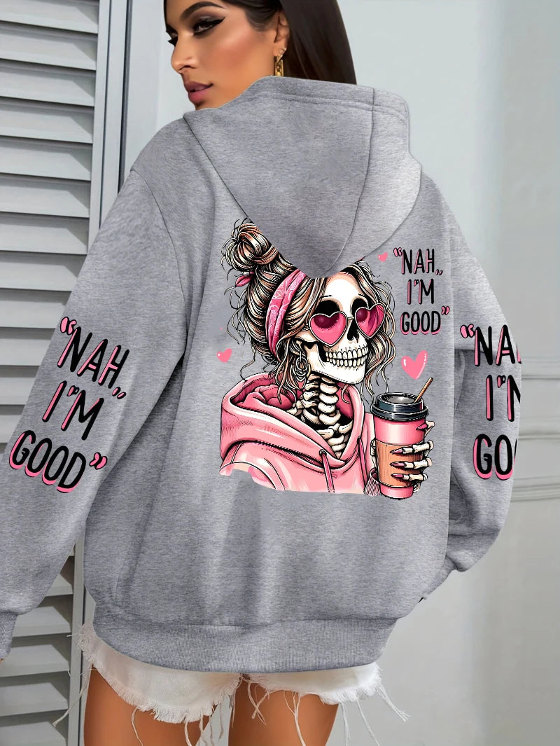 Expensive Talks Back Funny Printing Womens Hoodie Loose Multicolor Pullovers Fleece Autumn Sportswear Casual Pocket Hoody