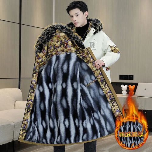 Autumn Winter New Thicken Warm Jacket Men Hooded Parkas Coat Fleece Trendy brand Streetwear ins Wool Liner jacket