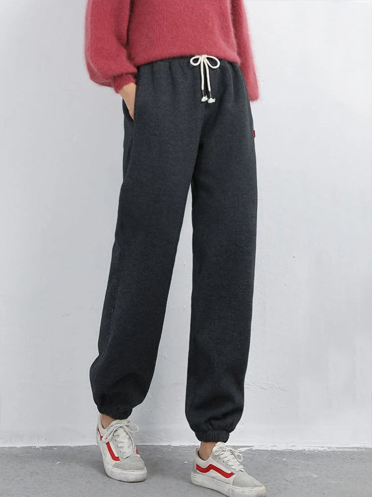 Women jogger Drawstring Fleece Long Thicken Y2K Sweatpants Joggers