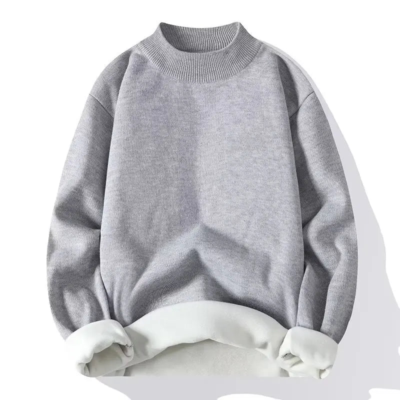 Men Solid Jumpers Knitted Sweater Mock Neck