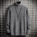 Men Pullovers Solid Flat Knitted Turtleneck Sweater Jumpers Long Sleeve  Wool Basics