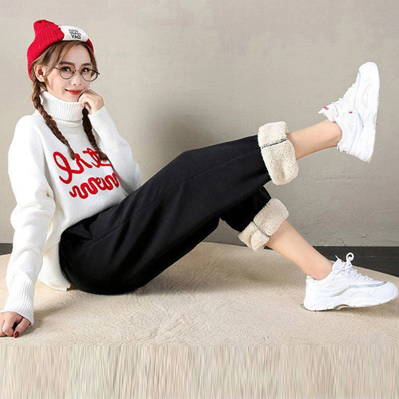 Women jogger Drawstring Fleece Long Thicken Y2K Sweatpants Joggers