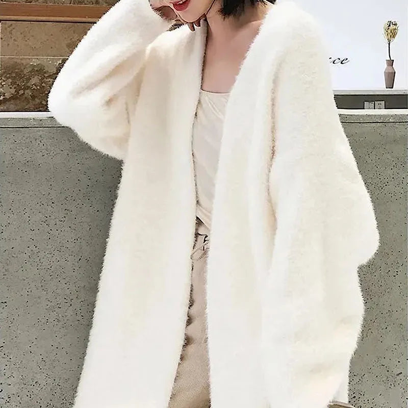 women winter clothes Knitted fluffy long sleeve Cashmere sweater