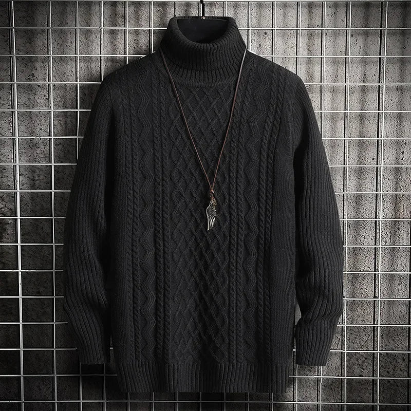Men Pullovers Solid Flat Knitted Turtleneck Sweater Jumpers Long Sleeve  Wool Basics