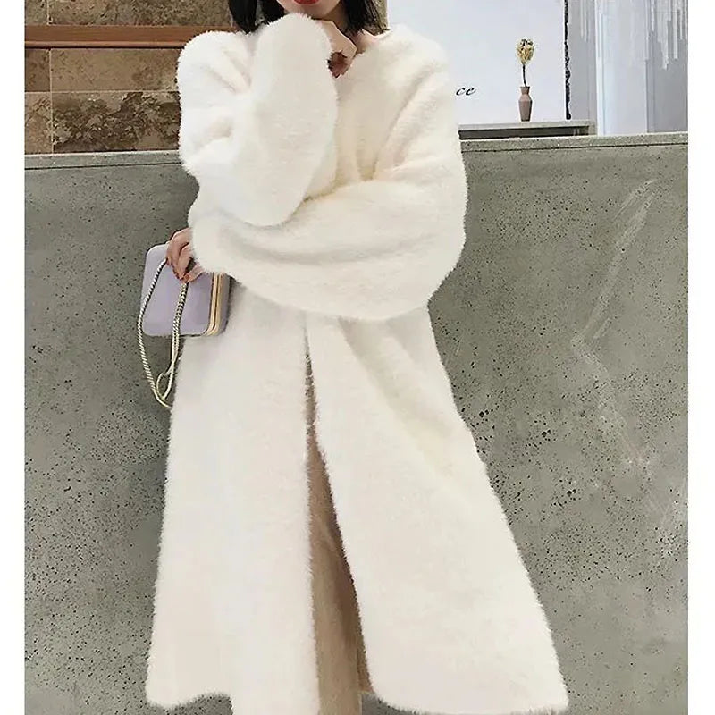 women winter clothes Knitted fluffy long sleeve Cashmere sweater